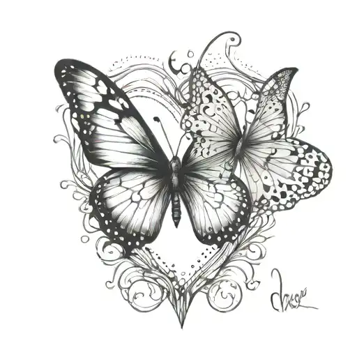 A Dotwork Tattoo Of A Broken Heart Being Mended By Delicate Butterfly Wings