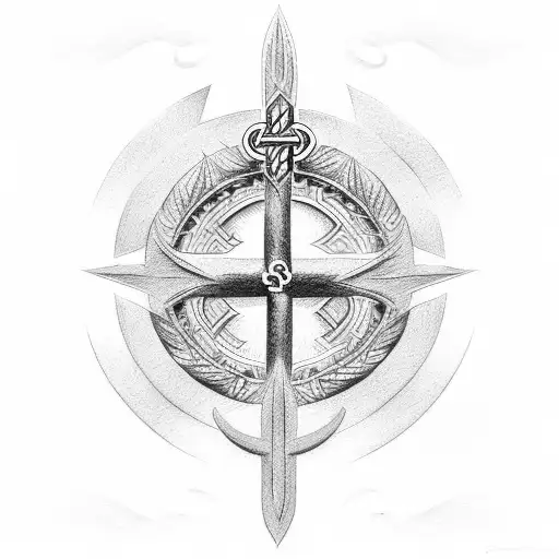 Christian Cross Combine With A Trident