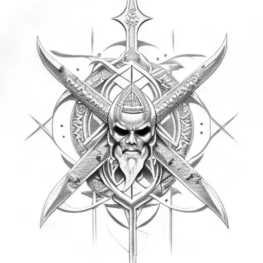 Christian Cross Combine With Neptune's Trident