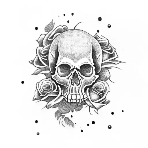 Skull With Hand And Roses