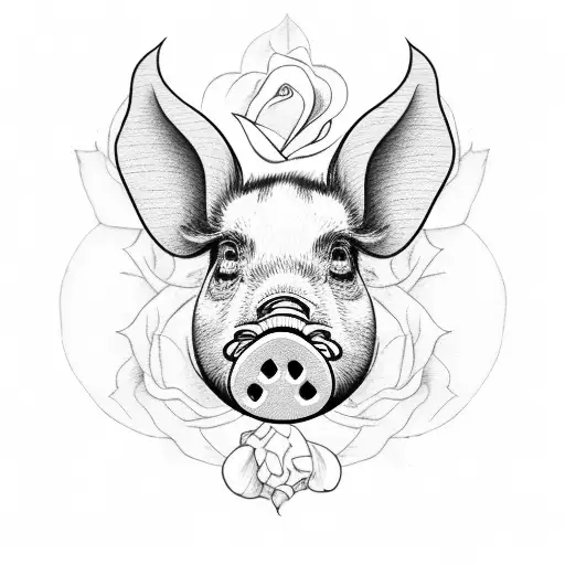 Pig With Rose And Heart