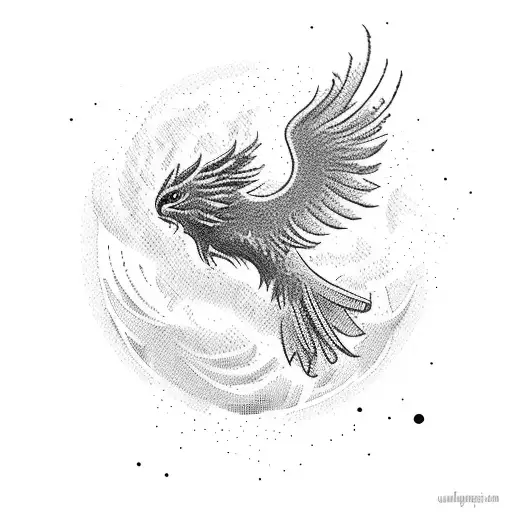 Phoenix Underarm Clean Long Modern Blackline Spiritual Flying