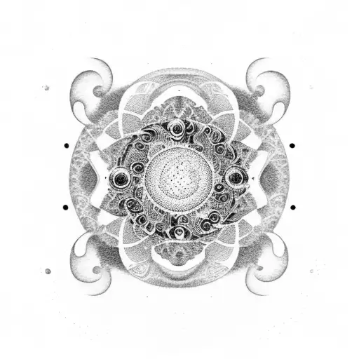 A Black Hole With Intricate Dotwork Patterns Resembling A Koi Fish