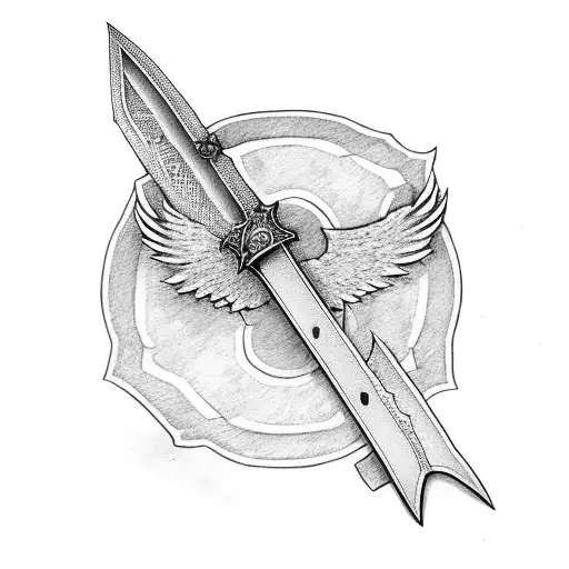 Simple Sword That Is Old And Brocken And There Is Rose Round Of It And Has Wings