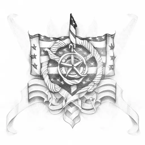 American Flag And Nautical Symbols