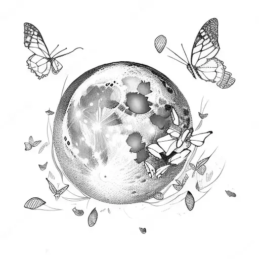 Moon With Butterflies
