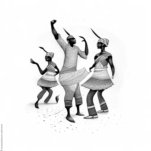 African People Dancing And Playing Drums