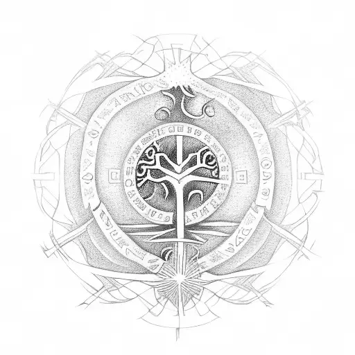 Vegvisir Whit A Yggdrasil Tree Below