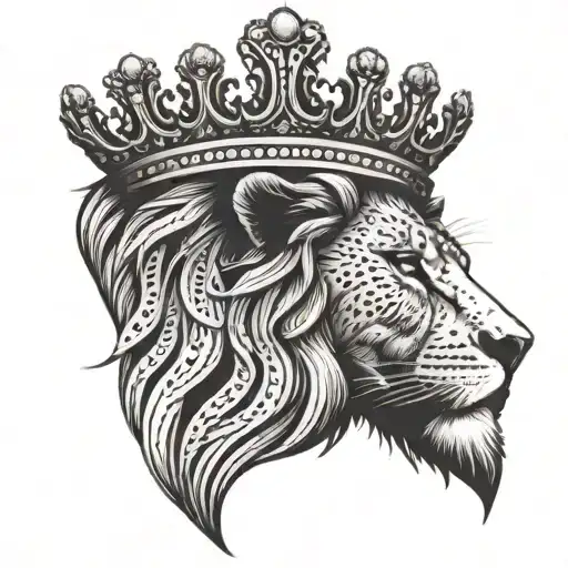 An Intricate Design Of A Lion's Mane Forming The Shape Of A Crown With The Phrase 'Majestic Monarch'