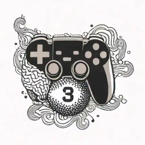 A Gaming Controller Morphing Into A Softball With The Number 38 Integrated