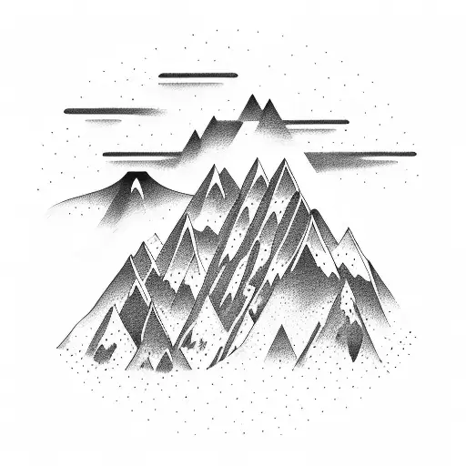 A Majestic Mountain Range With Musical Notes Forming A Waterfall In The Foreground