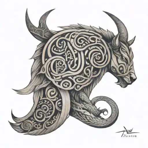 Norse Mythology Themed Tattoo Incorporating Symbols Of Strength And Resilience From Viking Lore