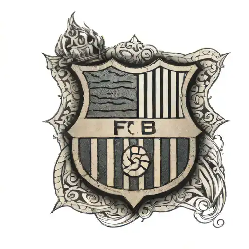 Symbolic Tattoo Of The Fc Barcelona Crest Intertwined With Football Elements