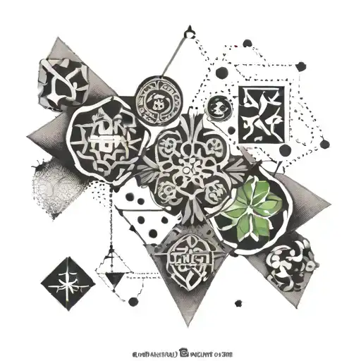 A Geometric Tattoo Featuring A Mix Of Irish And Scottish Symbols And Patterns