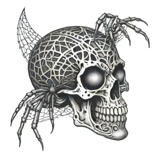 A Spider Crawling Out Of A Skull's Eye Socket With A Background Of Music Notes