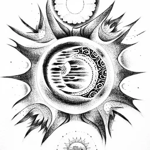 Yin And Yang With Moon And Sun