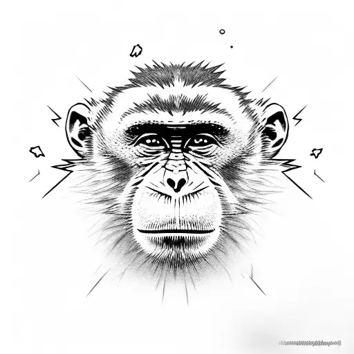 Monkey Head With Lightning Coming Out Eyes