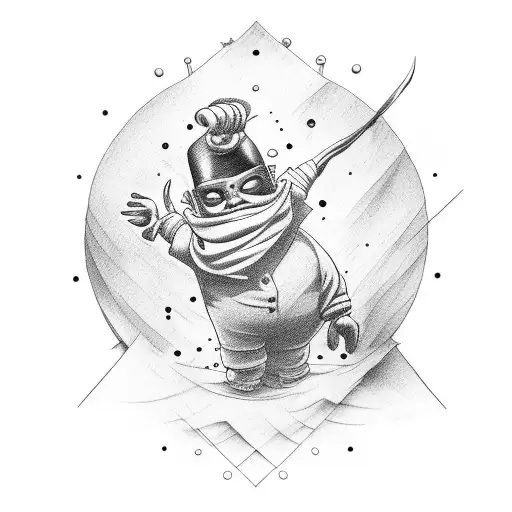 Cartoon Mad Oompa Loompa Waving His Finger Back And Fortunately Disapproval