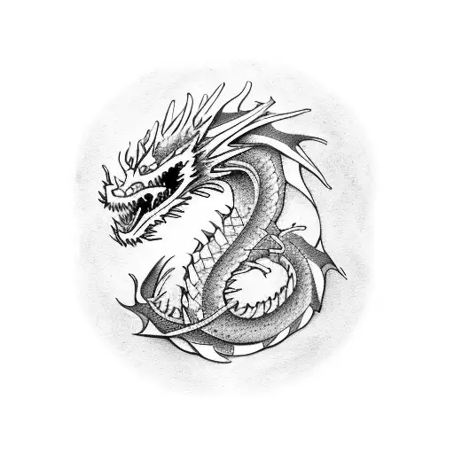 Dragon Rodeado De Fuego