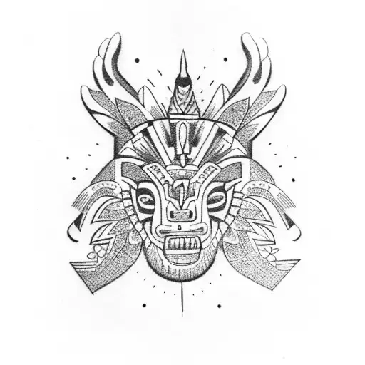 Totem Pole-inspired Design With Aztec Animal Symbols