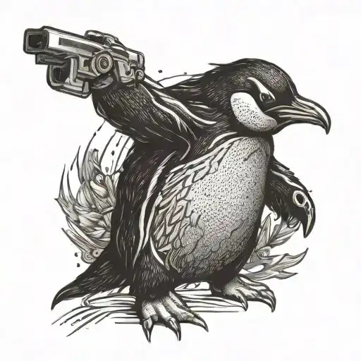 Penguin With Nunchucks In A Stance Ready To Fight