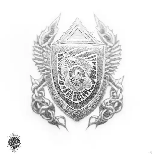 A Police Badge Integrated With Anime Elements And A Quote About Justice