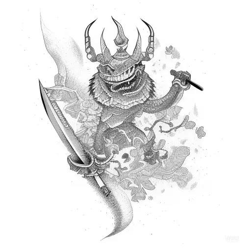 Katana Sword And Blossoms Forearm