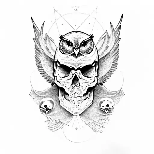 Skull With Owl On Head