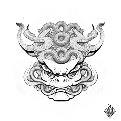 Oni Mask With Snake