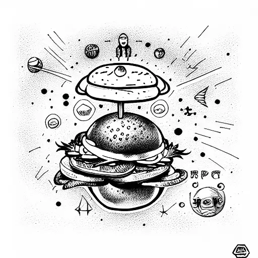 Martian In Space Eating A Burguer