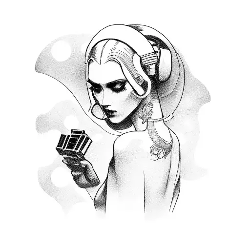 A Seductive Silhouette Of A Woman Holding A Gaming Console