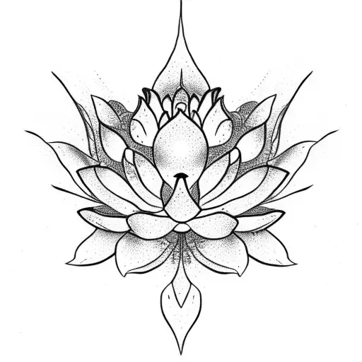 A Dotwork Lotus Flower