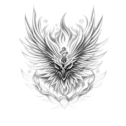 A Vibrant Phoenix Rising From Ashes With Intricate Details