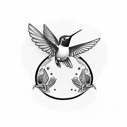 Record Album Cover With Hummingbirds And Bluebirds Around A Guitar With One Broken String