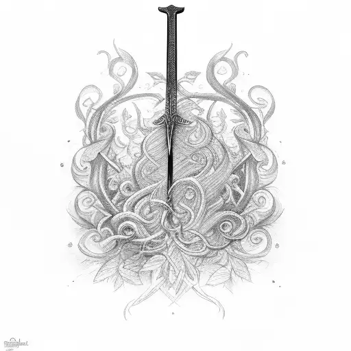 Sword With Vine Around It