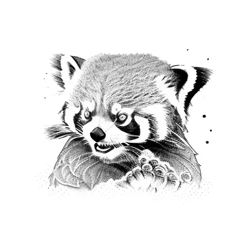 A Standing Red Panda With Hands Up