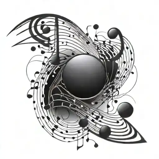 An Abstract Design Incorporating Musical Notes And Binary Code