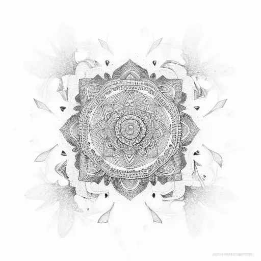 An Intricate Mandala Design Incorporating Elements Of Water And Plants