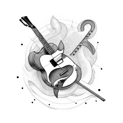 Guitar With The Letter Bape