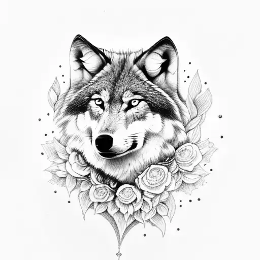 Wolf With Birth Flowers