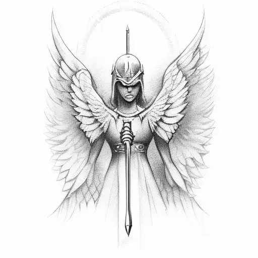 Angel Warrior Love Loyalty Hammer Olive Church Art