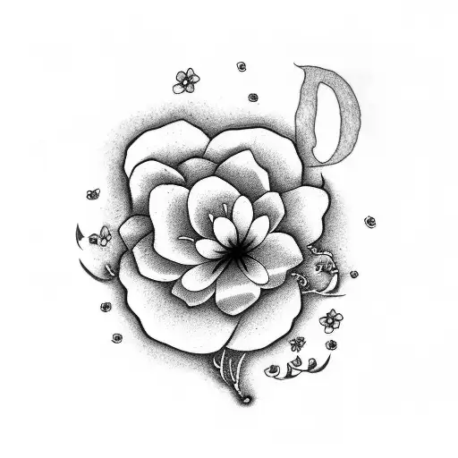 Forget Me Not Flower With Kanji Love And Letter M