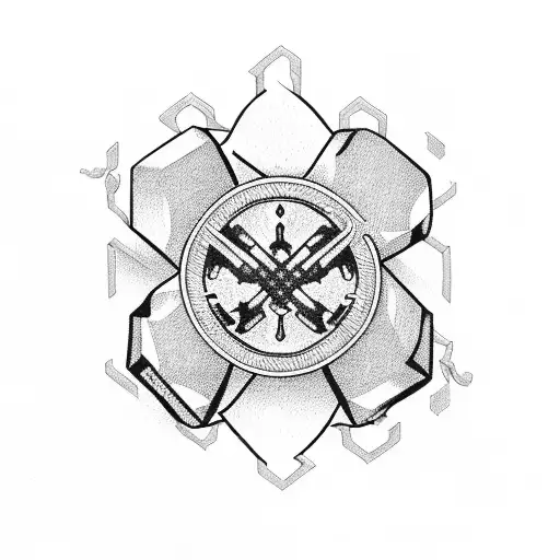 An Intricate Pattern Of Various Guns Intertwined With Hiking And Camping Symbols