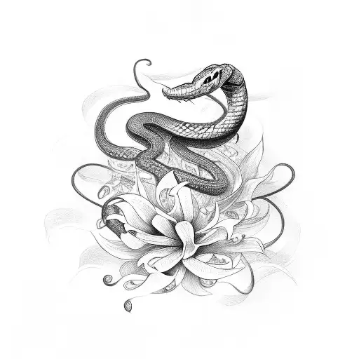 Snake With Lilies
