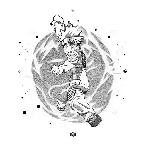 A Tattoo Representing The Character Naruto With A Programming Twist