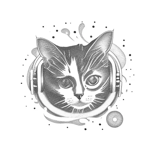 A Cat Dj Mixing Records With Ghostly Musical Waves In The Background
