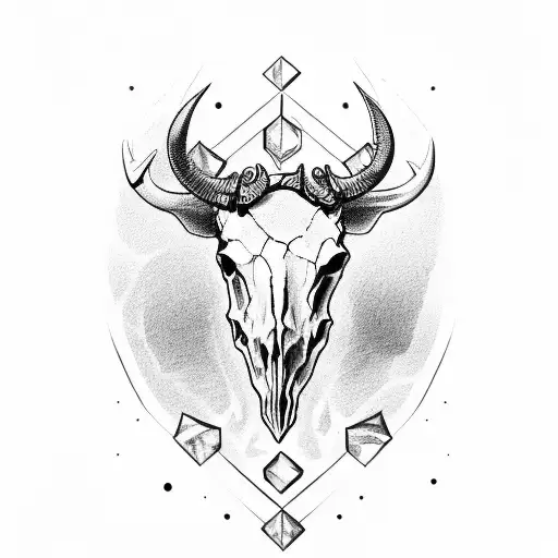 A Small Bull Skull With The Letters Edt Carved Into It