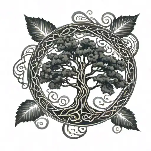 Tree Of Life With Celtic Spiral Merging