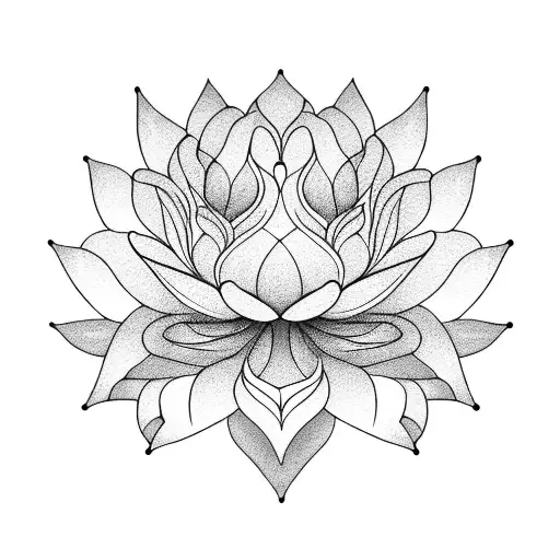 A Minimalist Design Of A Blooming Lotus Flower With Intricate Linework