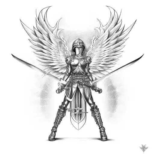 Mechanical Wings With Saint Michael's Sword As The Centerpiece